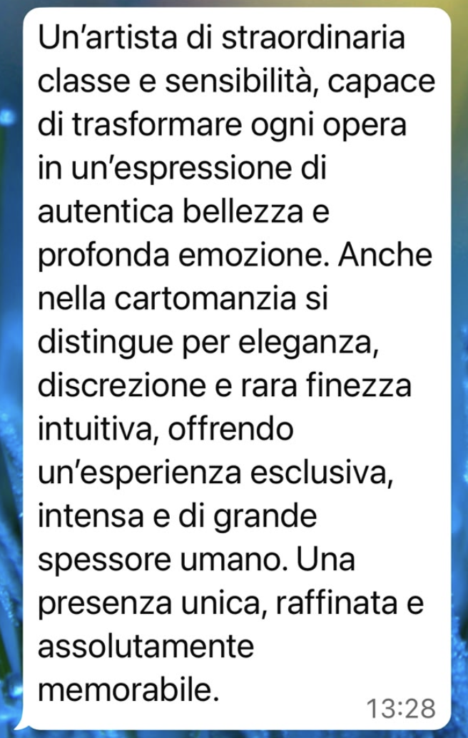 Screenshot di un messaggio ricevuto: recensione privata